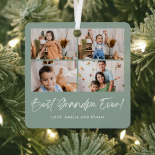 Best Grandpa Ever Four Photo Metal Ornament