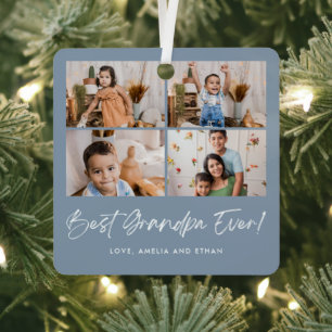 Best Grandpa Ever Four Photo Metal Ornament