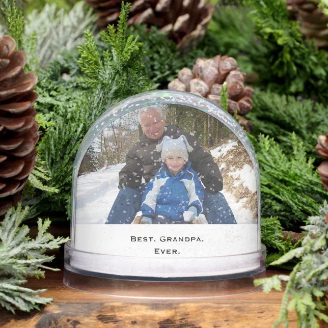 Best Grandpa Ever Fun Family Photo Typography Text Snow Globe (Winter)