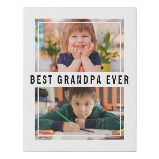 Best Grandpa Ever Grandchildren 2 Photo Collage Faux Canvas Print