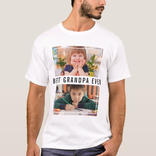 Best Grandpa Ever Grandchildren 2 Photo Collage T_Shirt