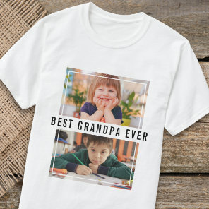 Best Grandpa Ever Grandchildren 2 Photo Collage T-Shirt