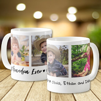 Best Grandpa Ever Grandchildren 3 Photo Collage   Coffee Mug