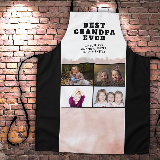 Best Grandpa Ever Grandchildren 4 Photo Collage  Apron (Creator Uploaded)