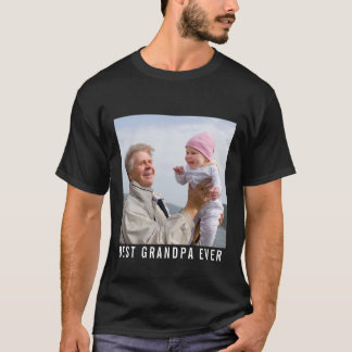 Best Grandpa Ever Grandfather And Baby Photo Black T-Shirt