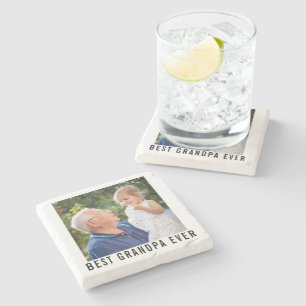 Best Grandpa Ever Grandfather And Baby Photo Stone Coaster