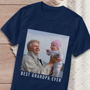 Best Grandpa Ever Grandfather & Baby Photo Navy T-Shirt