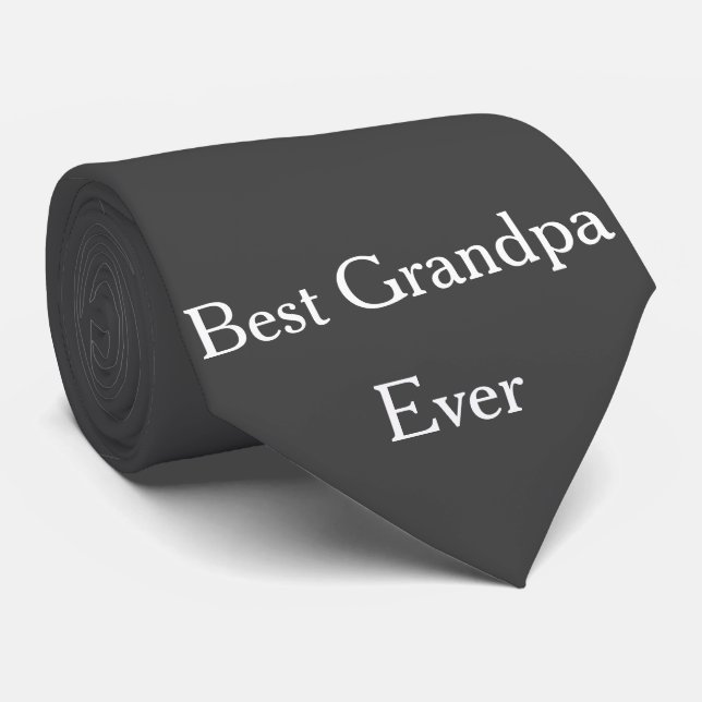 Best Grandpa Ever Grandfather Dark Gray Custom Neck Tie (Rolled)