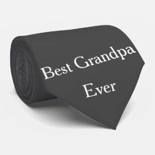 Best Grandpa Ever Grandfather Dark Grey Custom Neck Tie
