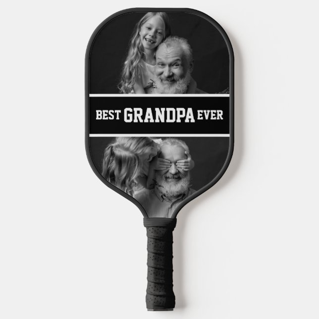 Best Grandpa Ever Grandfather Gift Photo Custom Pickleball Paddle (Front)