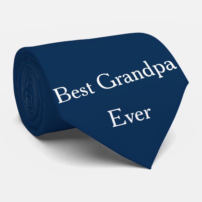 Best Grandpa Ever Grandfather Navy Blue  Cool Tie (Rolled)