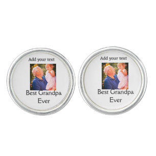 Best Grandpa ever grandfather photo name gifts tex Cufflinks