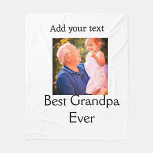 Best Grandpa ever grandfather photo name gifts tex Fleece Blanket