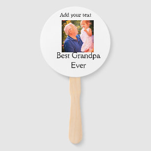 Best Grandpa ever grandfather photo name gifts tex Hand Fan