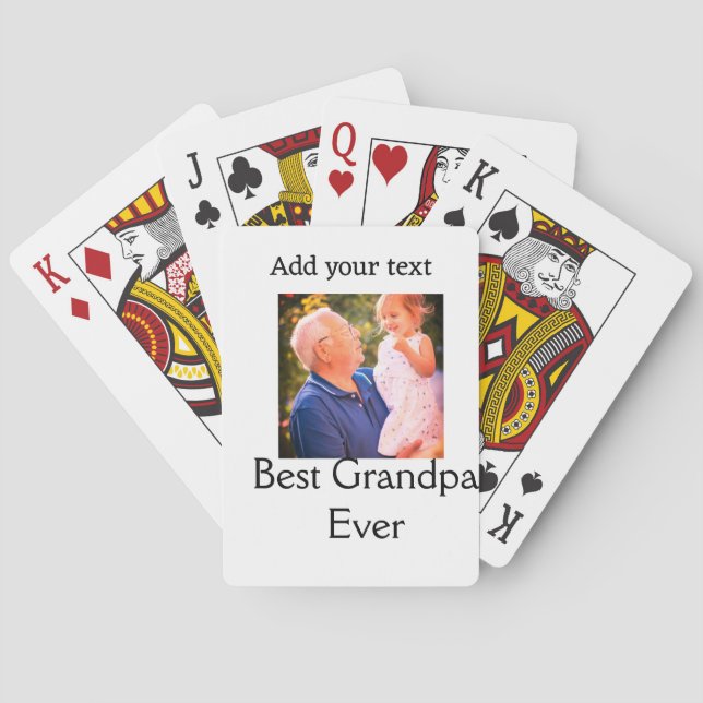 Best Grandpa ever grandfather photo name gifts tex Poker Cards (Back)