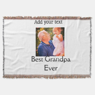 Best Grandpa ever grandfather photo name gifts tex Throw Blanket