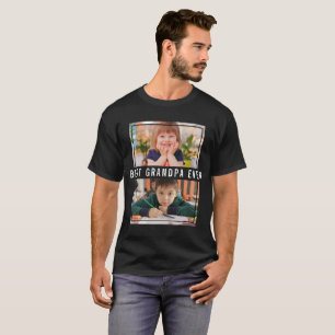 Best Grandpa Ever Grandkids 2 Photo Collage  Black T-Shirt