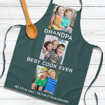 Best Grandpa Ever Grandkids 3 Photo Collage Green Apron<br><div class="desc">Surprise Grandpa with this rich forest green apron featuring your favorite photo memories! A beautiful gift for birthdays,  Father’s Day,  or everyday love from the family.</div>