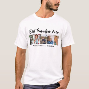 Best Grandpa Ever Grandkids Names 5 Photo Collage T-Shirt