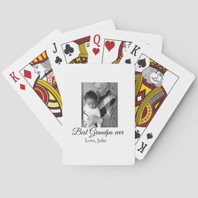 best grandpa ever grandparents photo gifts classic poker cards (Back)
