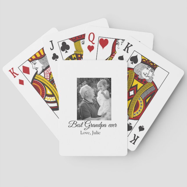 best grandpa ever grandparents photo gifts classic poker cards (Back)