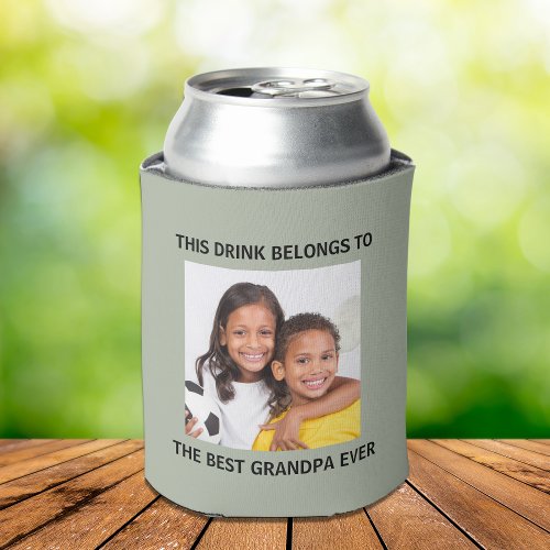 Best Grandpa Ever Green Photo Can Cooler