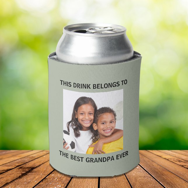 Best Grandpa Ever Green Photo Can Cooler (Creator Uploaded)