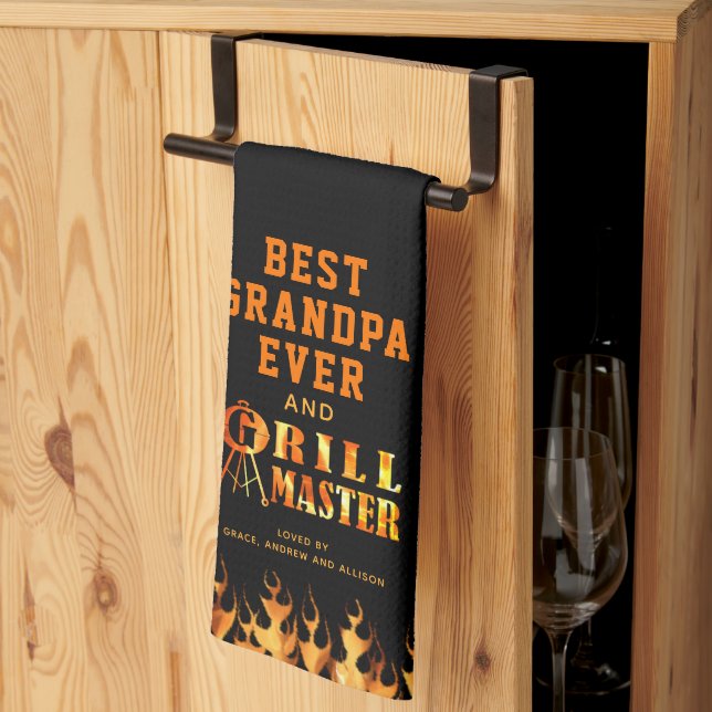 BEST GRANDPA EVER GRILL MASTER Personalized Kitchen Towel (Thirds Fold)