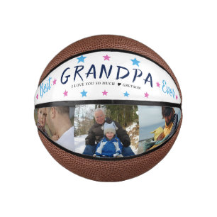 Best Grandpa Ever   Hand-Lettered Photo Collage  Mini Basketball