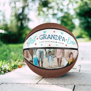 Best Grandpa Ever   Hand Lettered Photo Collage Mini Basketball