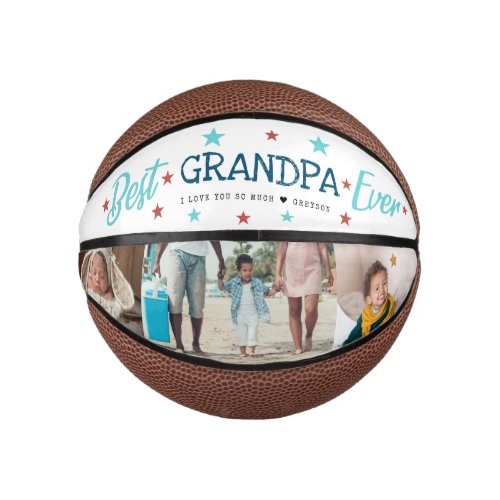 Best Grandpa Ever  Hand Lettered Photo Collage Mini Basketball