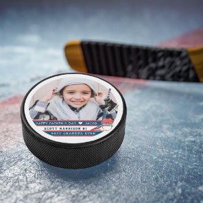 Best Grandpa Ever | Hand Lettered Photo Hockey Puck