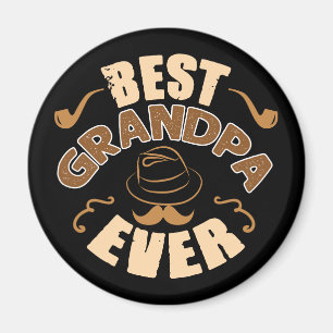 Best Grandpa Ever - Hat and Pipe Illustration Magnet