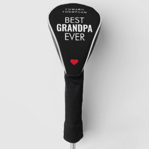 Best Grandpa Ever Heart Name Black White Golf Head Cover
