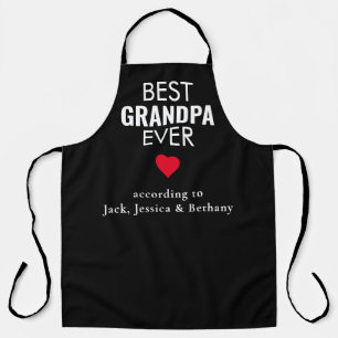 Best Grandpa Ever Heart Name White Black Apron