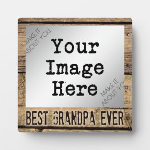 Best Grandpa Ever in Rustic Wood-Framed Photo Plaque