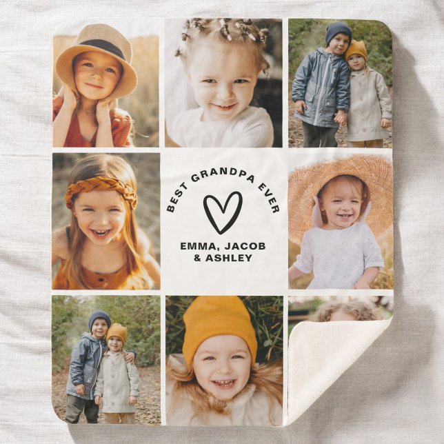 Best Grandpa Ever Instagram Photo Collage Sherpa Blanket (Creator Uploaded)