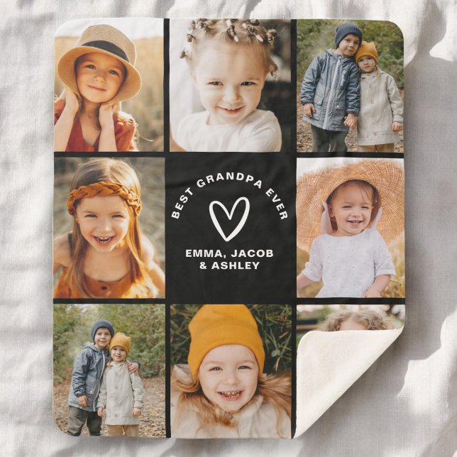 Best Grandpa Ever Instagram Photo Collage Sherpa Blanket (Creator Uploaded)