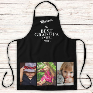 Best Grandpa Ever Keepsake 3 Photo Black Apron