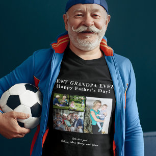Best Grandpa Ever love you photo collage black T-Shirt