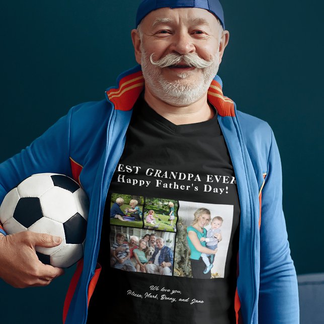 Best Grandpa Ever love you photo collage black T-Shirt (Creator Uploaded)