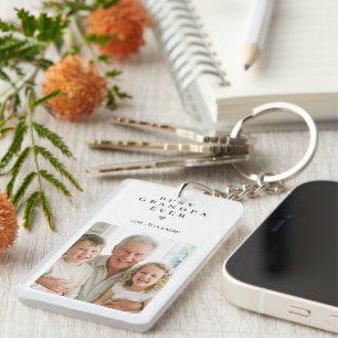 Best Grandpa Ever Minimalist Photo Keychain