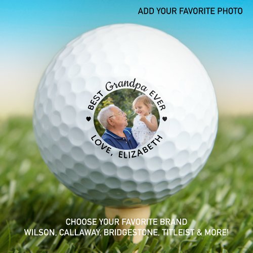 Best GRANDPA Ever _ Modern _ 12 Personalized Photo Golf Balls