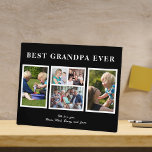 Best grandpa ever modern black and white collage plaque<br><div class="desc">Modern contemporary Happy Father's Day BEST GRANDPA EVER five family photo collage personalized keepsake simple black and white plaque with a bold typography script template. Create your own with 5 custom family pictures and your text! You can change the colors of text and background. It can be a cute gift...</div>