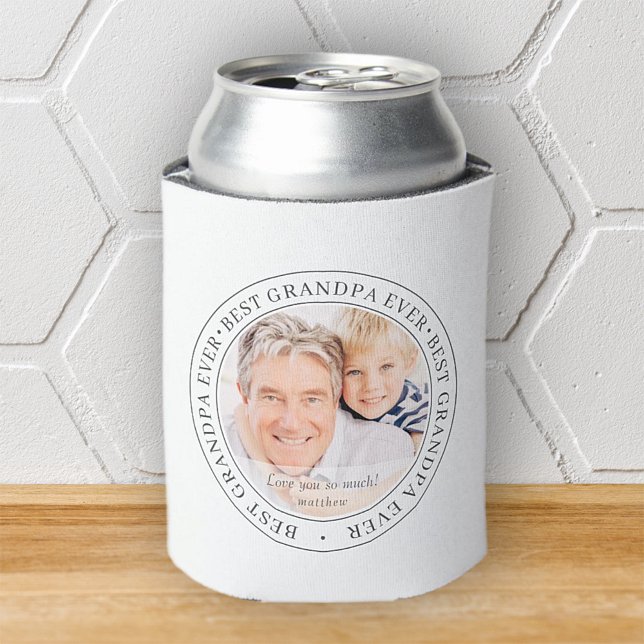 Best Grandpa Ever Modern Classic Photo Can Cooler (Creator Uploaded)