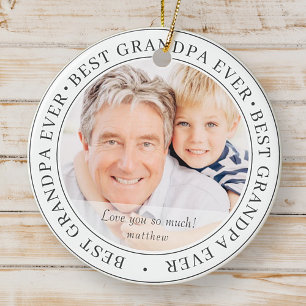 Best Grandpa Ever Modern Classic Photo Ceramic Ornament