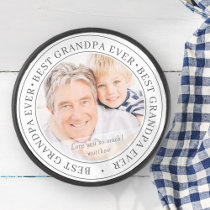 Best Grandpa Ever Modern Classic Photo Hockey Puck