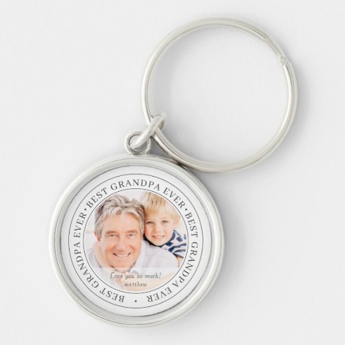 Best Grandpa Ever Modern Classic Photo Keychain