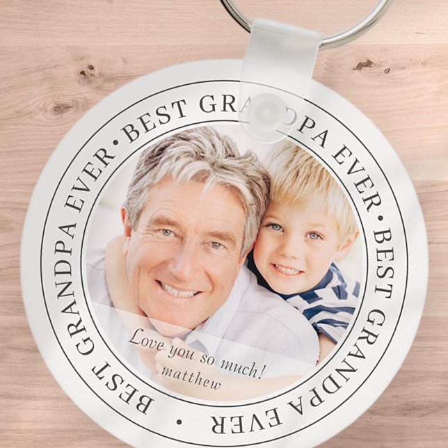Best Grandpa Ever Modern Classic Photo Keychain (Creator Uploaded)