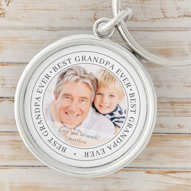Best Grandpa Ever Modern Classic Photo Keychain (Creator Uploaded)